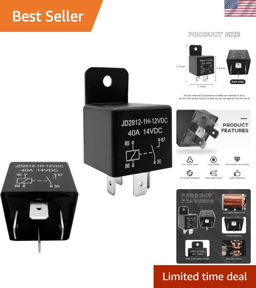 Universal 2 Pack 12V Automotive Relay – 4 Pin Durable Car Starter Switch