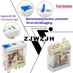 6 Pack 12Amp 24V DC Din Rail Relay – SPDT 5 Pin, Test Button, LED Light Module