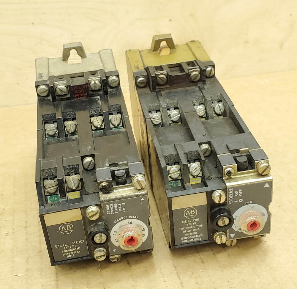 Allen Bradley 700-PT400A1 Relay w/ 120VAC Coil & 700-PT Time Delay Element Qty 2