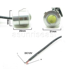 2 x White DC12V 3W 18mm Push Snap in Eagle Eye Car LED DRL Light Slim Silver 12V