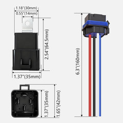 12V 40A Waterproof Relay Kit 4 Pin SPST Automotive Harness Heavy Duty Wire