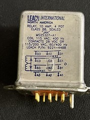 9224-4488 LEACH CORP. ELECTROMAGNETIC RELAY 10AMP, 115/200VAC, 60/400Hz