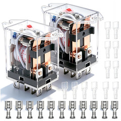 2Pcs DC 12V Coil 8 Pin 10A DPDT LED Indicator Electromagnetic Power Relay Genera