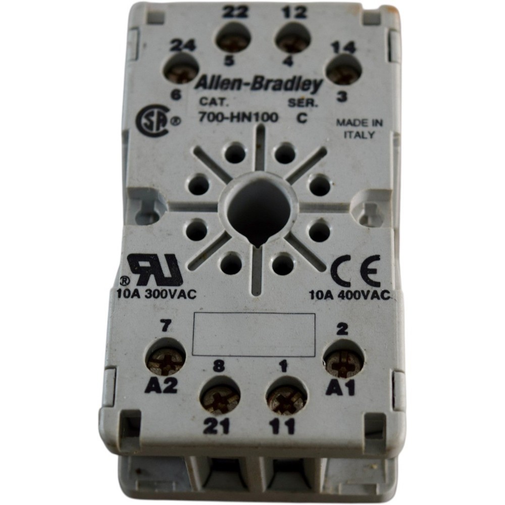 Allen Bradley 700-HN100 Relay Socket 8 Pin 10A 300VAC Tube Base DIN Rail
