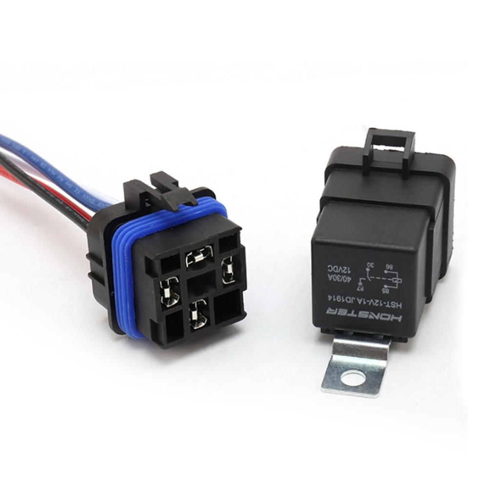 4 Pin 40/30 AMP 12V DC Car Relay Kit, Waterproof Tinned Copper Wires, Heavy Duty
