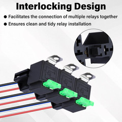 Sixzoo 3 PCS 4-Pin 12V Fuse Relay Switch Harness Set, 12V Relay with Harness, 30