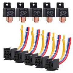 5 Packs Car Relay with Harness Truck Motor Heavy Duty 5-Pin 80A 12V On/Off No…