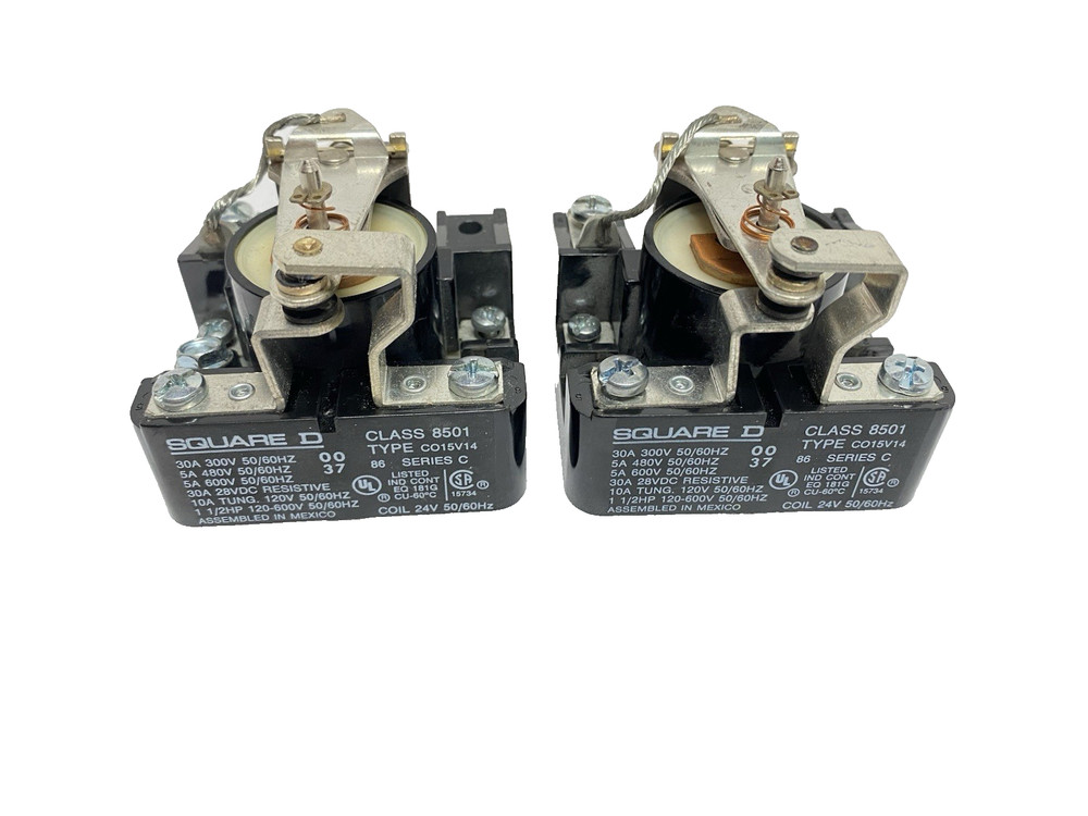 Pair of SQUARE D 30Amp Power Relay Motor Control CO15V14 CLASS 8501 SERIES C