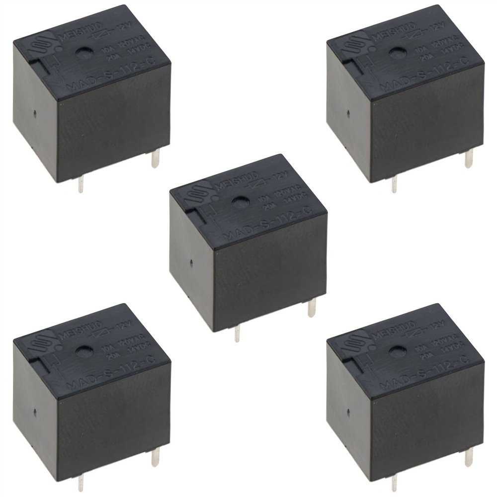 5 x 12V Mini Changeover Power PCB Relay 20A 5-Pin SPDT