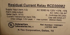 K-TEC RCD300M2 Residual Current Relay 120V RCD300M2-120V KTEC NEW