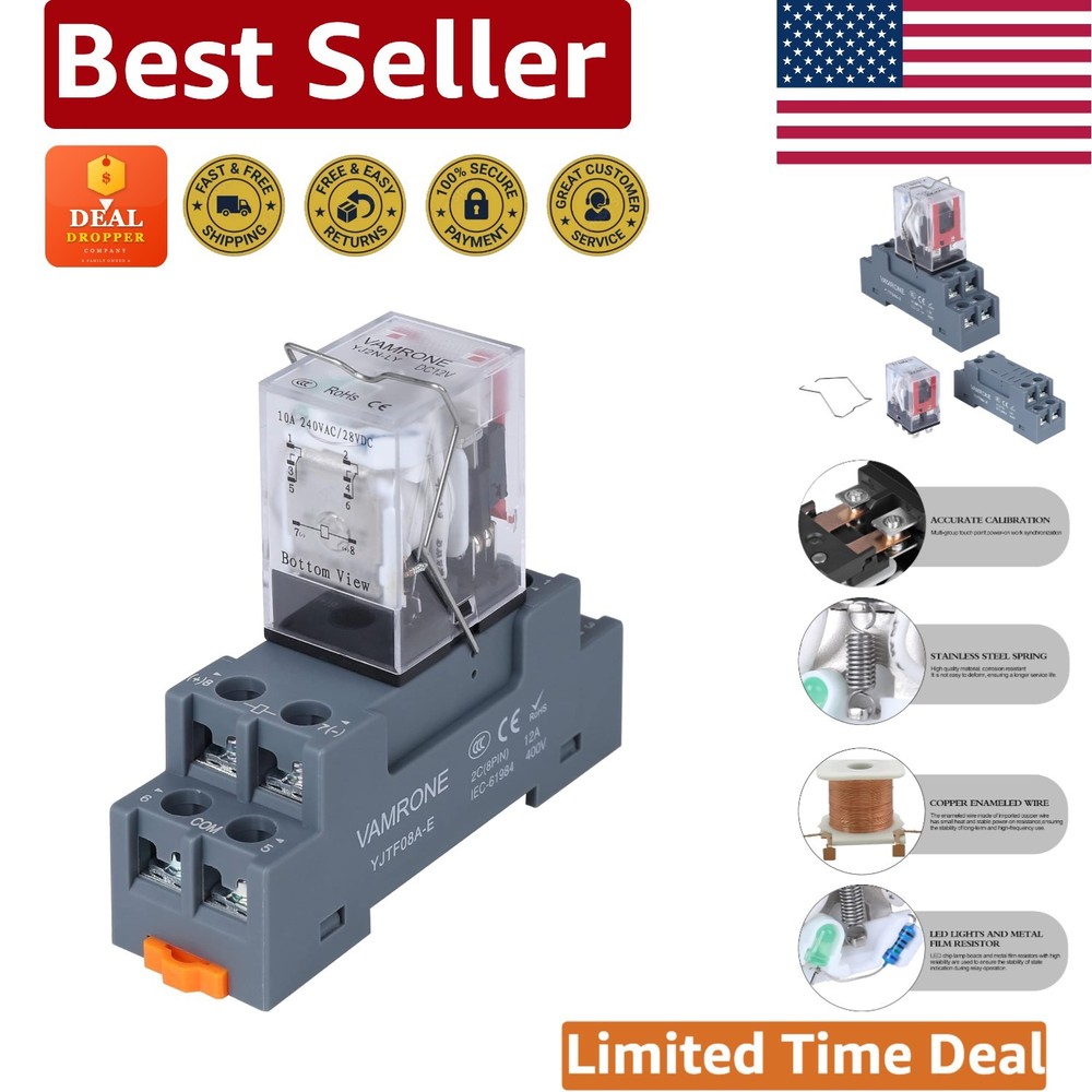 Reliable 8-Pin Electromagnetic Power Relay – 10A 12V DC with LED Indicator