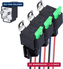 Sixzoo 3 PCS 4-Pin 12V Fuse Relay Switch Harness Set, 12V Relay with Harness, 30
