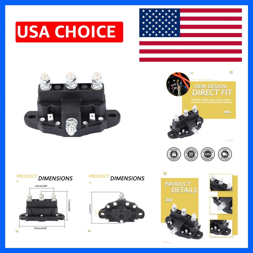 Winch Motor Reversing Solenoid 12V 6 Terminal DC Contactor Relay Switch Inter…