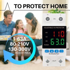 Adjustable Voltage Protector AC/DC 110V 63Amp Smart Breaker Adjustable Over U…