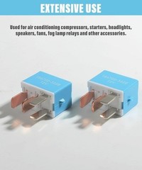 2 Pack 12V Relay, 4 Pin Car Relays, Car Accessories AC Starter Relay, Air Condit