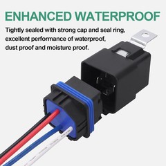 10 Pack Waterproof Relay Kit, 12V 40A, 4 Pin SPST, Heavy Duty 14 AWG Tinned