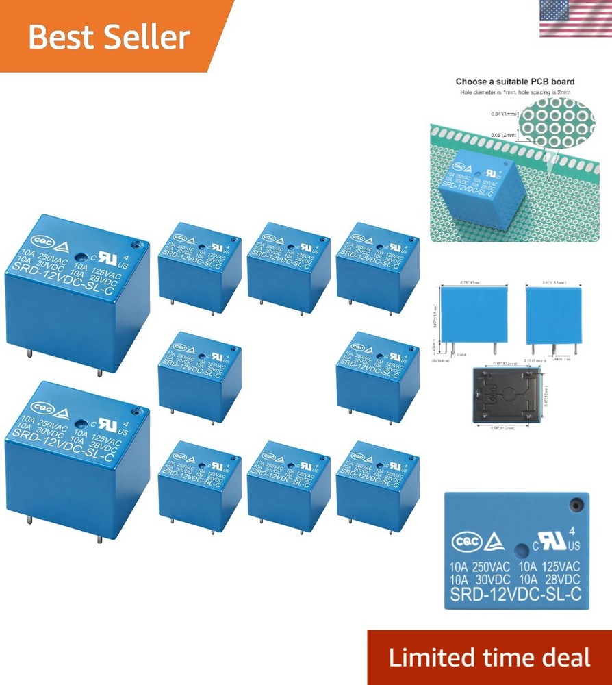 PCB Electromagnetic Relay – 10A 250VAC, 5-Pin for Household Applications