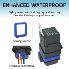 2 Pack Waterproof Relay and Harness Kits 40/30 AMP 12V Relay Switch, 5 Pin SPDT