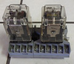 Potter & Brumfield KRPA11DY & KRPA14AG 24VDC Relays, w/ Sockets & Mounting Rail