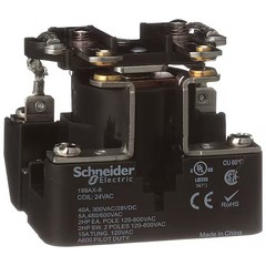 Schneider Electric 199Ax-8 Surface, Open Power Relay, Square, 40 A, 6, Screw