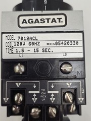 Agastat 7012ACL Time Delay Relay 10A 1.5-15 Sec 120/240V 60Hz Bolt On Analog