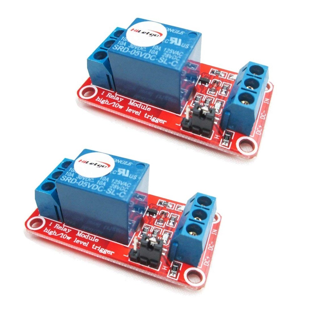 2Pcs 5V One Channel Relay Module with Opto Isolation, High/Low Level Trigger