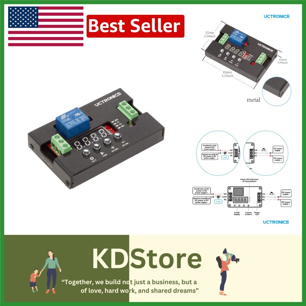 Programmable 12V Time Delay Relay Module with Metal Enclosure 18 Modes for Au…