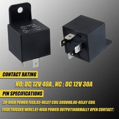 JD1912 Relay 4 Pin 40A 12V SPST Car Truck Van Motorcycle Boat Relay Pack of 2…