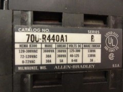 199843 Parts Only; Allen-Bradley 700-R440A1 AC Relay; Only 2 Contacts Installed