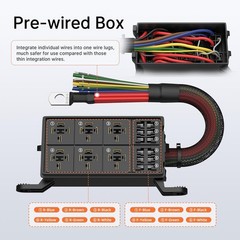 12V Relay Box 6 Way12 AWG Pre-Wired Waterproof Relay Box 6 Slot ATC/ATO Fuse Rel
