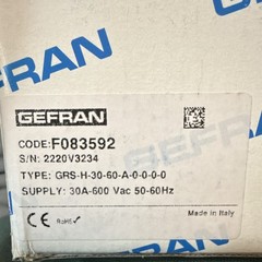 Gefran GRS-H-30-60-A-0-0-0-0 Solid State Relay 30A 600Vac Control Panel