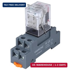 Electromagnetic Power Relay, 8-Pin 10A 12 DC Relay Coil with Socket Base, LED In
