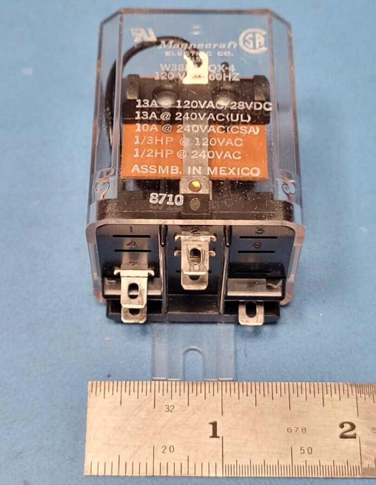 ELECTROMAGNETIC RELAY, W388ACQX-4, MAGNECRAFT, 5945-01-046-9529, 120VAC 13A SPDT