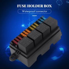 12 Way Blade Fuse Holder Box with Flat Plug and Fuse 4PCS 4Pin 4054-