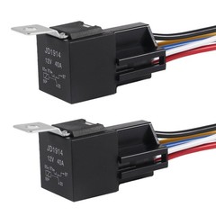 2pcs Car Relay with Harness 12V 40A 5 Pin SPST Harness Sockets with Color-Lab…