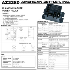 Zettler Mini Power Relay AZ2280-1C-24AF 30A 277VAC 28VDC -Universal 24 AC Volt