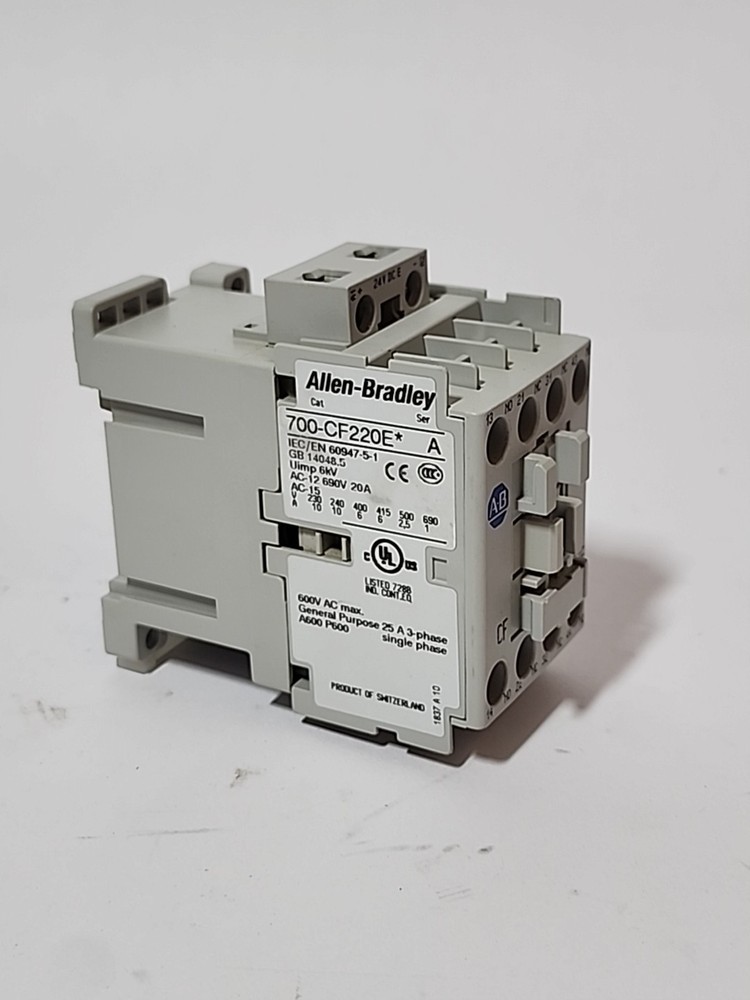 Allen-Bradley 700-CF220E Ser A Industrial Control Relay 24VDC 20A 600V 2NO 2NC
