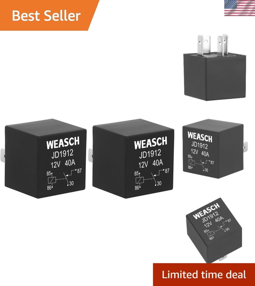 Reliable 12V 40A JD1912 4 Pin Waterproof Relay for Trucks, Boats, Motorcycles