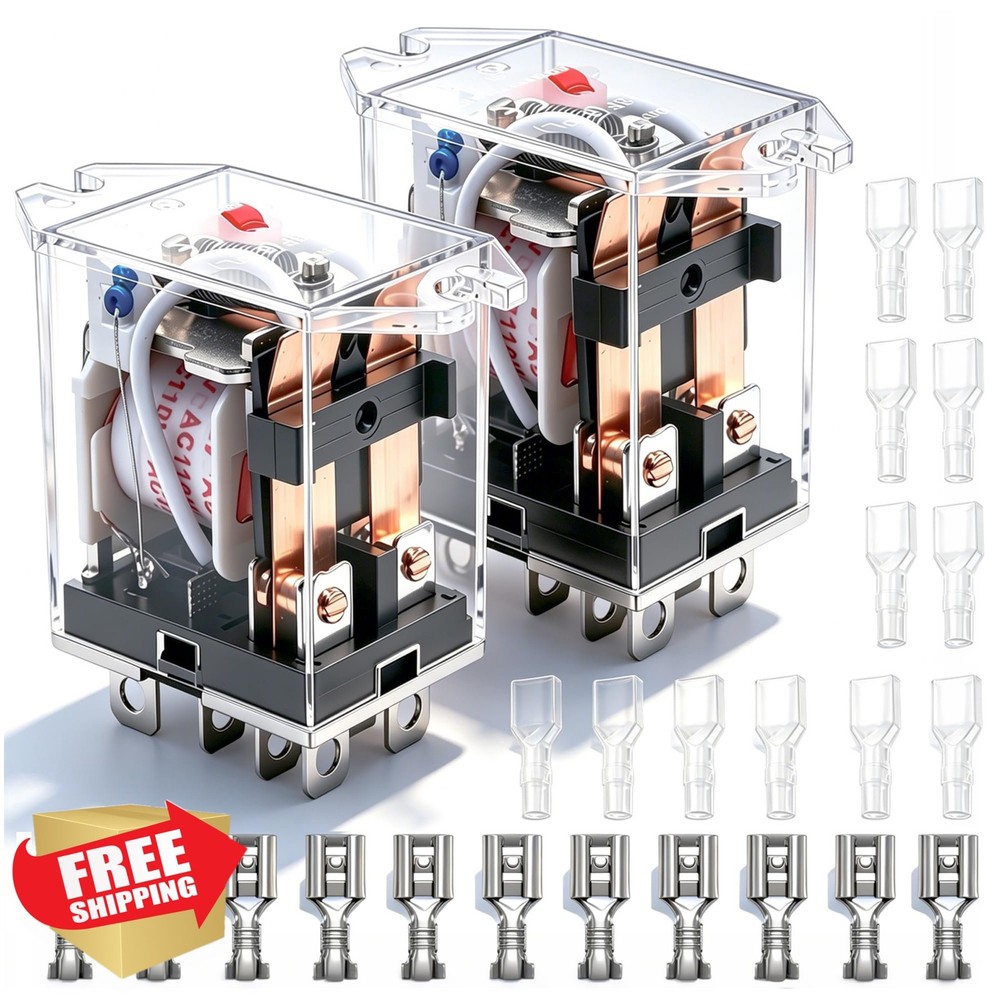 mxuteuk 2pc AC 110V 8 Pin DPDT Power Relay White