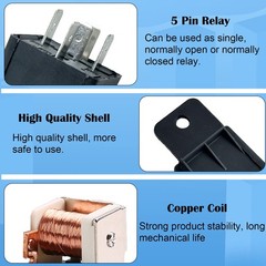 Kalmaegee 5 Pack Relays 12V 40A, 5 Pin Relay Model JD2912-1Z-12VDC