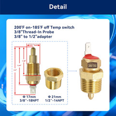 Electric Fan Relay Kit 60 AMP Waterproof Relay Kit with Temperature Sensor Switc
