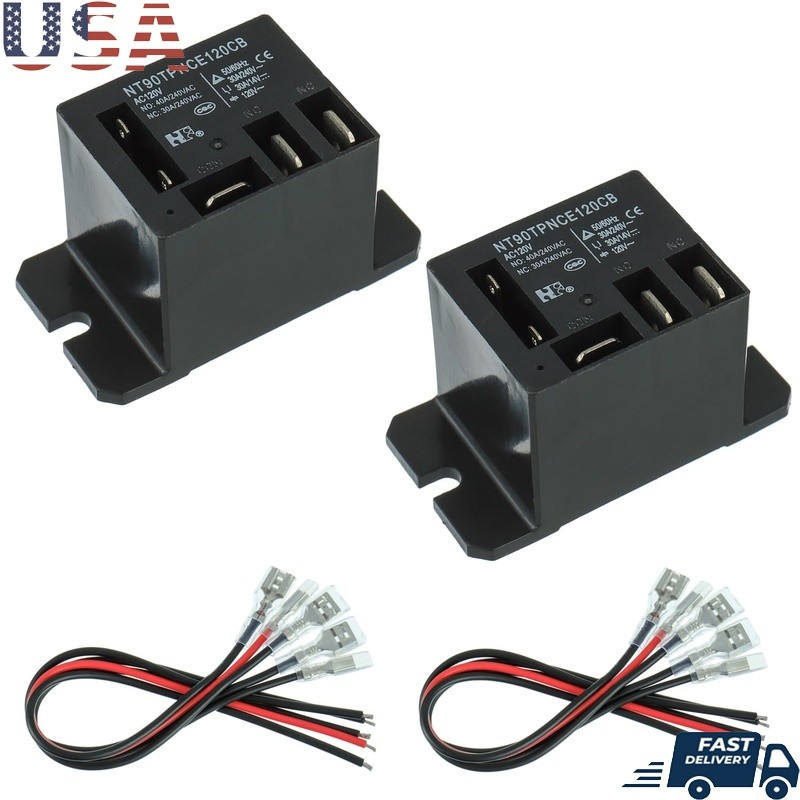 AC 120V 30A Power Relay SPDT 240VAC Quick Connect Epoxy Sealed Plug In New