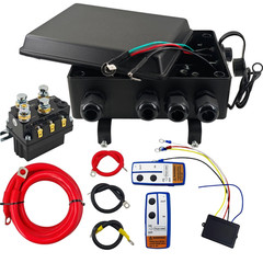 12V 500A Heavy-Duty Winch Solenoid Contactor Relay Kit with Control Box and Twin