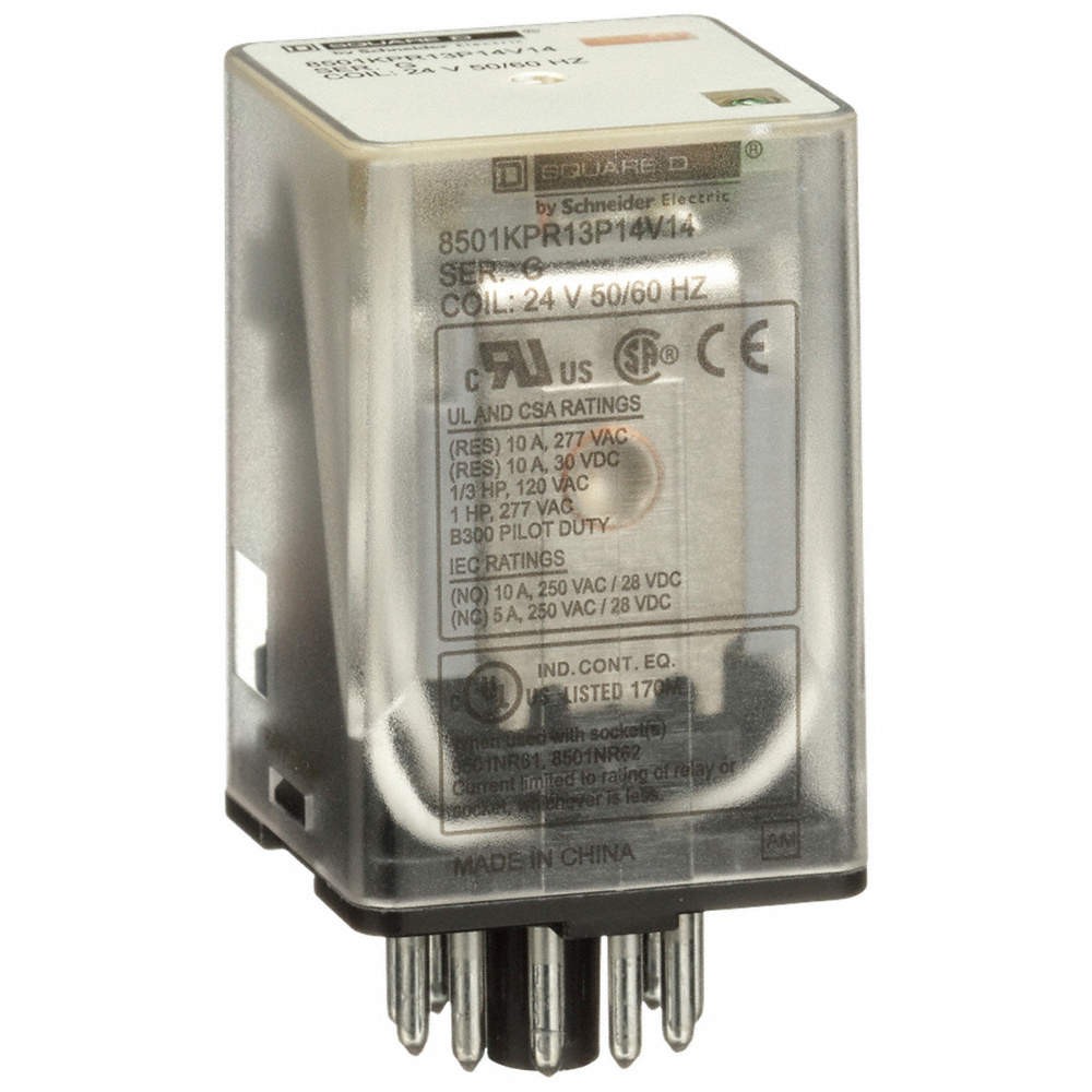 SCHNEIDER 8501KPR13P14V14 General Purpose Relay,24VAC, 10A, 11Pins 2DT11