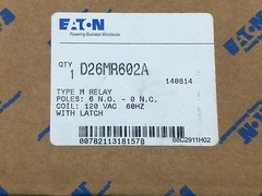 Eaton D26MR602A Type M Relay With Latch 6 N.O./0 N.C. UPC 782113181578 Coil 120V