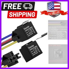 2 Pack 12V 40/30 Amp Car Relay DC 5 Pin SPDT and Harness – Heavy Duty 12 AWG …