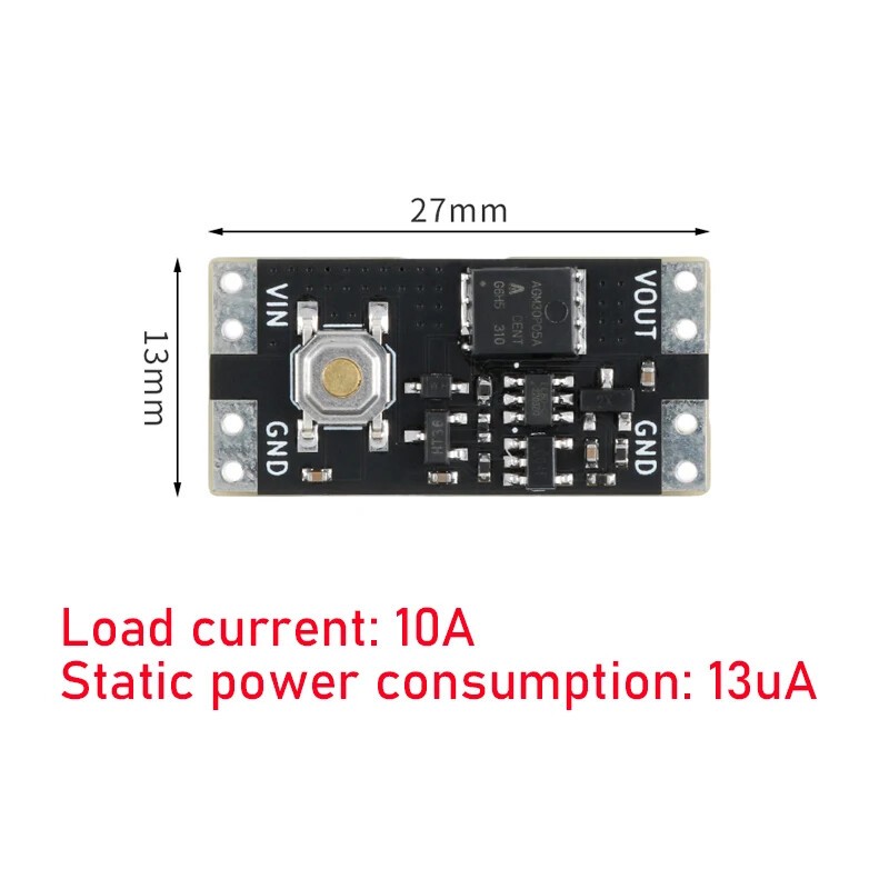 2PCS Single Button Bistable Switch Module Low Power Wide Voltage 10A 1.3uA Load