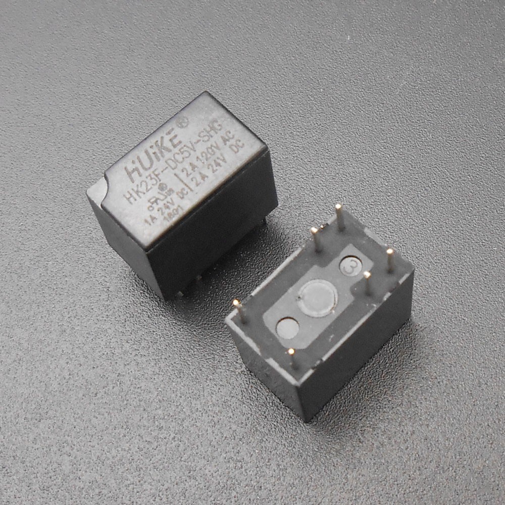 10Pc HuiKe HK23F SHG DC 5V 5 Volt Power Relay PCB 6-Pin 6 Pins 2A HK23F-DC5V-SHG