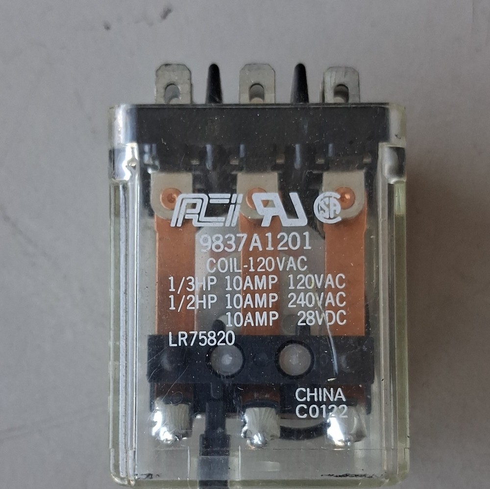 (3) 9837A1201 Power Relay 120VAC Coil 10A 11-Pin 4PDT Plug-In Clear Case