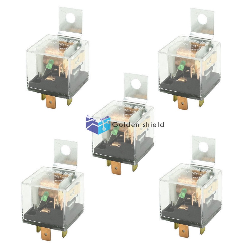 5 Pcs JD1912 Clear Plastic Housing SPST NO Green Indicator Car Relay 100A✦Kd